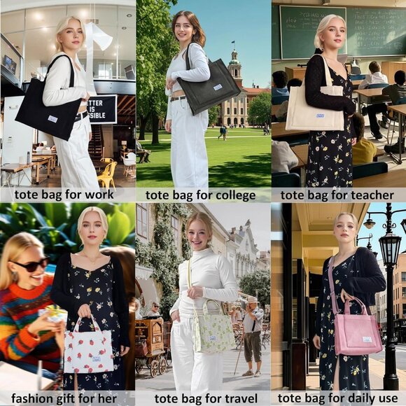 3-in-1 Corduroy Tote Handbag - Stylish, Functional Crossbody Bag, Perfect Size! - Picture 6 of 7